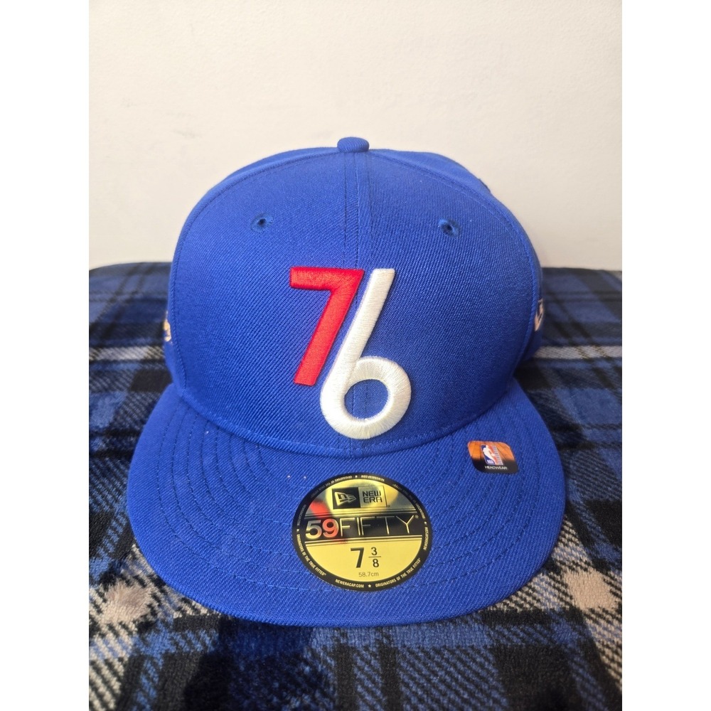 New Era Philadelphia 76ers Hat Blue Brotherly Love Fitted Size 7 3/8
